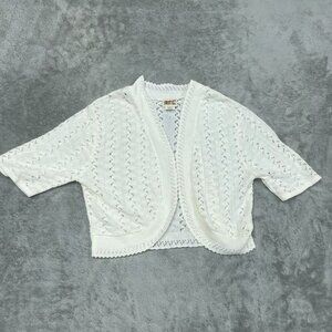Vingtage Sweet Kizz Womens White Knit Cardigan Large  a0942
